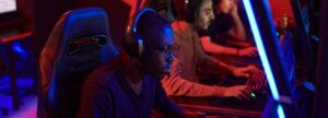 Cybersports gamers playing online games