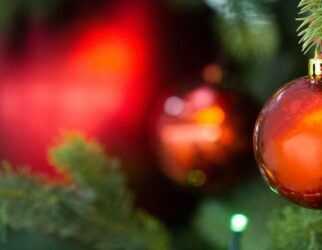 Christmas toys hanging on the Christmas tree