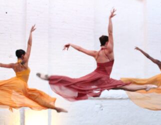 ballet dancers leaping