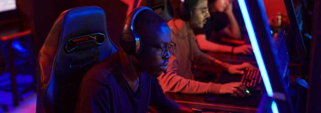 Cybersports gamers playing online games