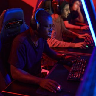 Cybersports gamers playing online games
