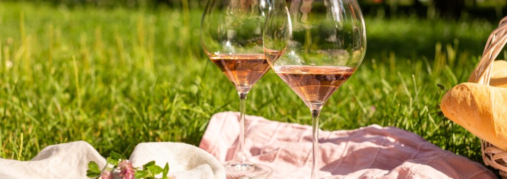 Wine glasses on a summer picnic